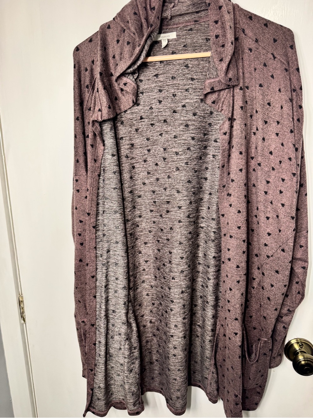 Maurices Dusty Rose Cardigan Dress with Black Dot Pattern